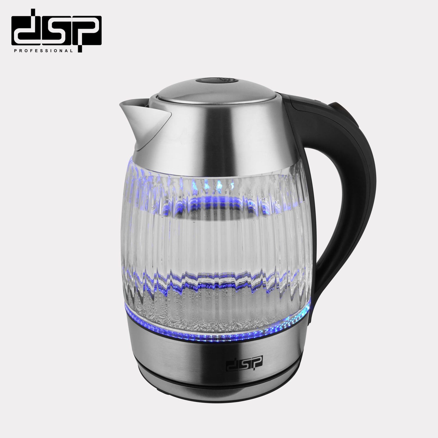 DSP Electric Kettle 1.8L, 2200W Fast Boiling Hot Water Kettle with Blue LED Light, Stainless Steel Heating Element & Auto Shut-Off, BPA-Free Glass Electric Tea Pot for Home & Kitchen Appliances