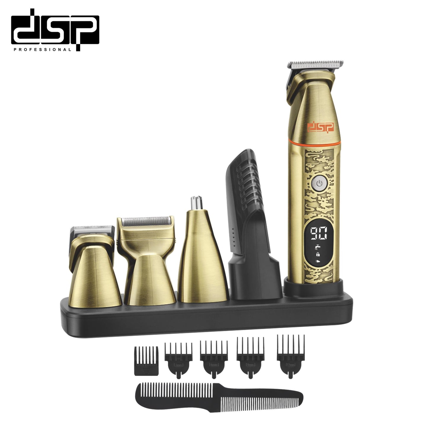 6-in-1 Professional Men's Grooming Kit with 4 Combs, IPX6 Waterproof, 90Min Runtime & LED Display, All-in-One Precision for Beard/Hair/Body Care