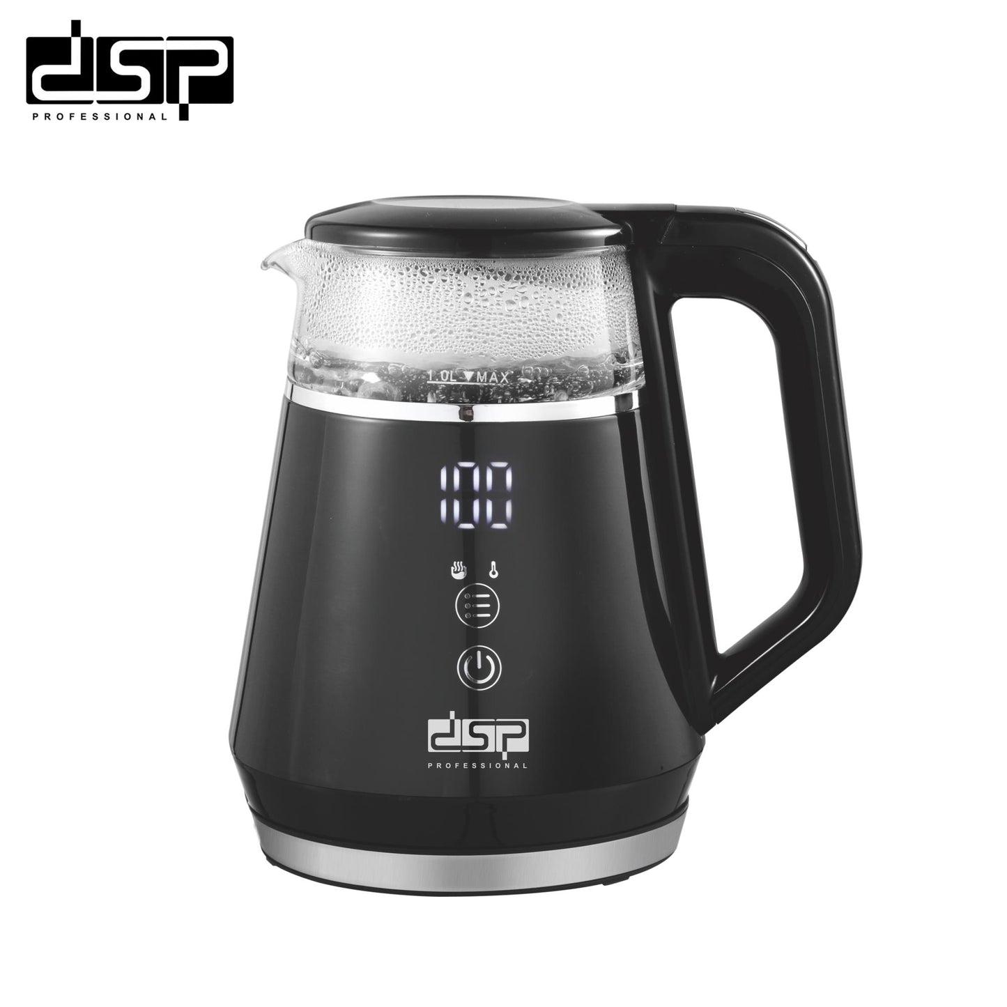 DSP 1.0L Electric Kettle – Glass Boiling Water Kettle with Auto Shut Off, 5 Temp Settings & Keep Warm, BPA-Free, Fast Boil & Anti-Scald Design