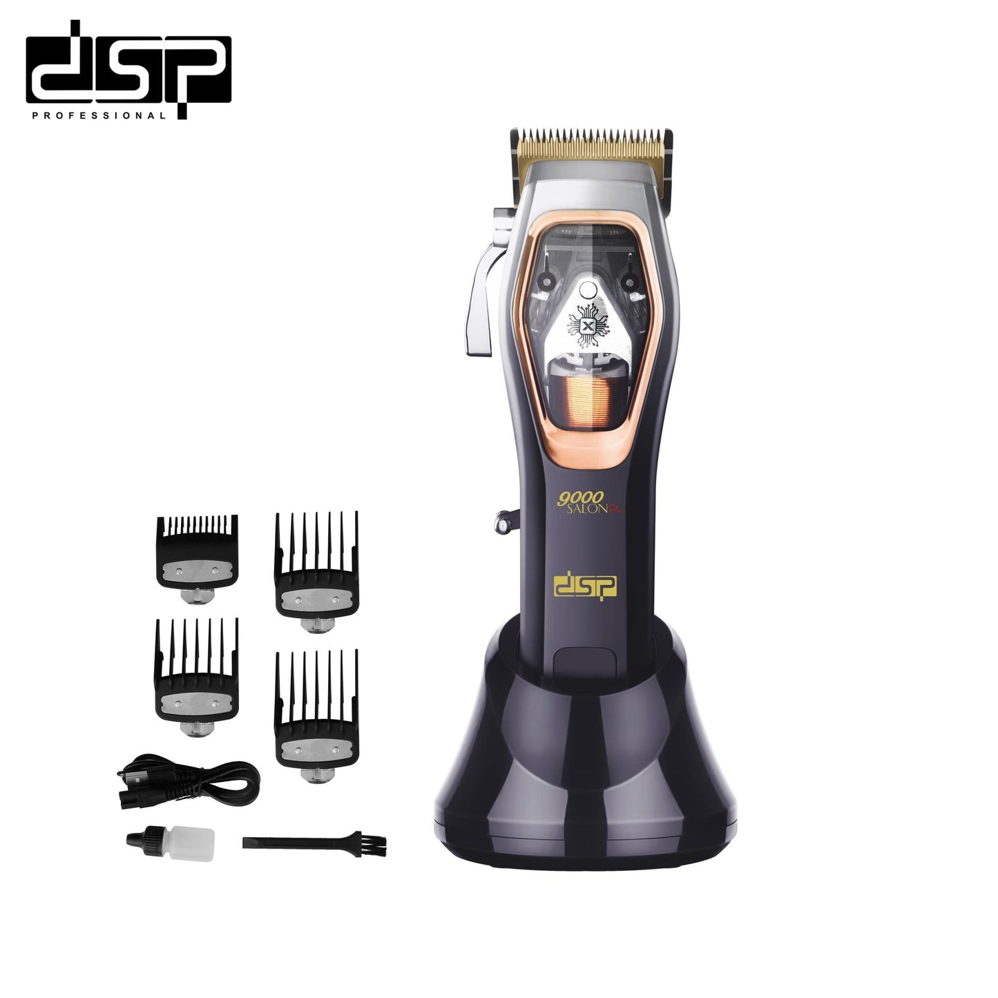 Magnetic Levitation Professional Hair Clipper with 9000RPM Motor, Gold-Titanium Blades & Digital Display, Low Noise/Skin-Friendly for Home/Salon Use