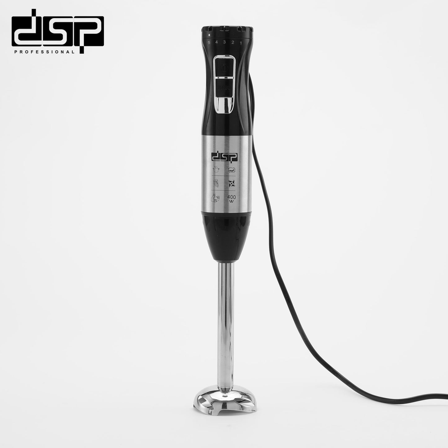 DSP Immersion Blender Handheld, 400W Corded Electric Stick Blender with Turbo Function & Variable Speed Control, Detachable Stainless Steel Stirring Rod & Blades for Soup, Smoothie, Puree, Baby Food – Ideal for Home Kitchens