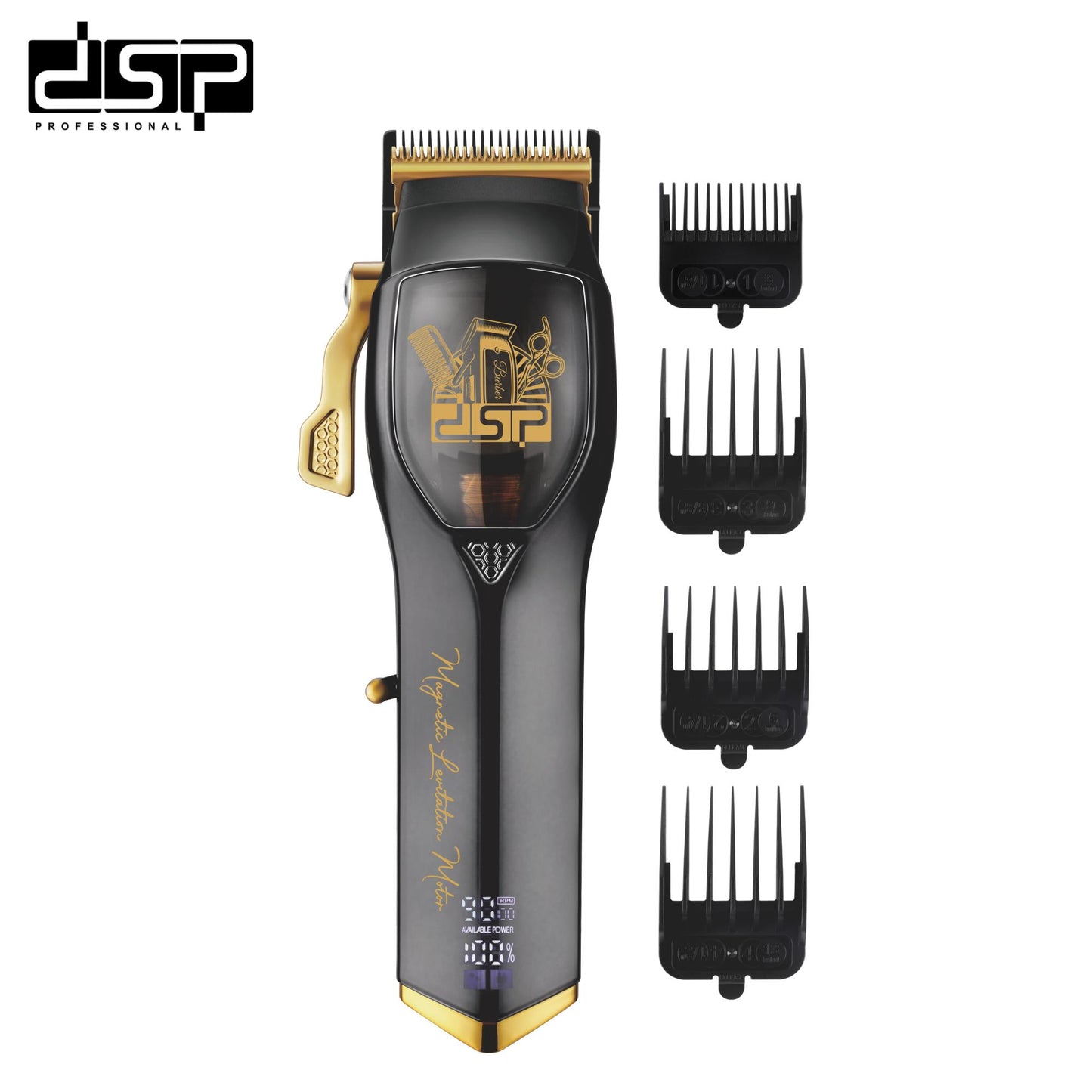 9000RPM Magnetic Levitation Professional Hair Clipper, 2500mAh DLC Blade 4 Combs Kit, Digital Display