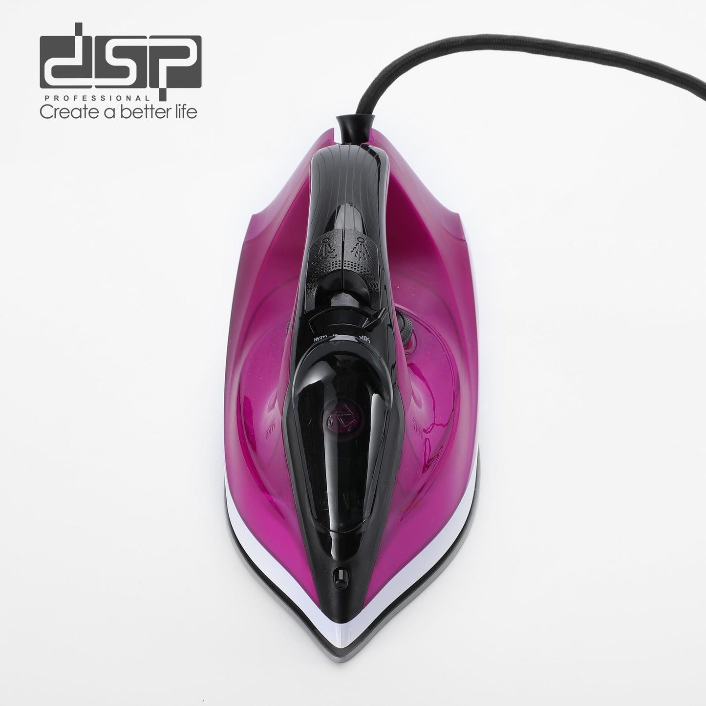 DSP Steam Iron for Clothes with 1600W Power, Ceramic Plate & 200ml Water Tank - Dry/Steam/Spray/Self-Cleaning, Overheating Protection - Fast & Efficient Ironing for Home Use