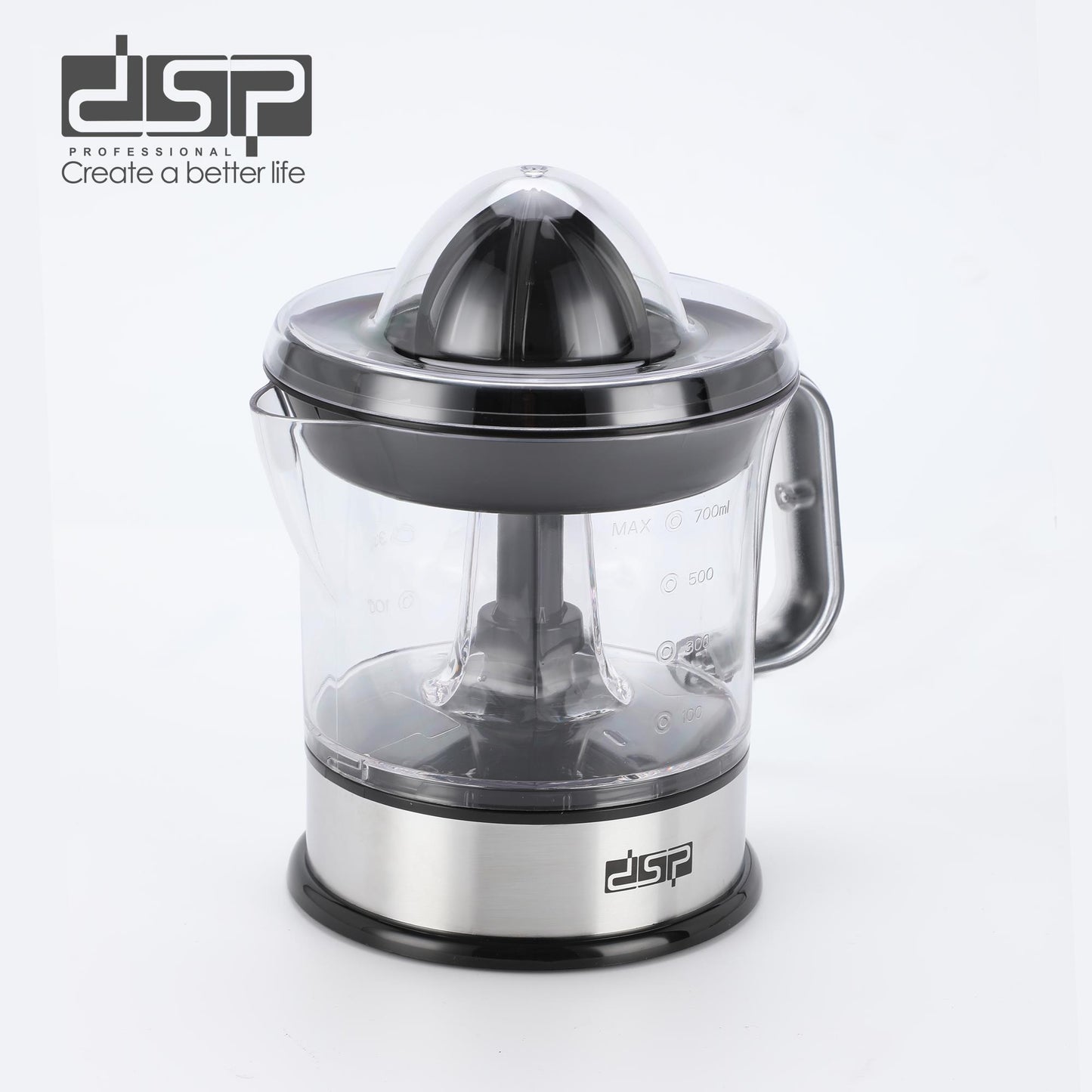 DSP Electric Citrus Juicer - 220V 40W Orange/Lemon Squeezer with 0.7L Capacity, 430 Stainless Steel & PP Body, Dual Press Cones, Reversible Motor, Easy Clean & Non-Slip for Fresh Juice at Home