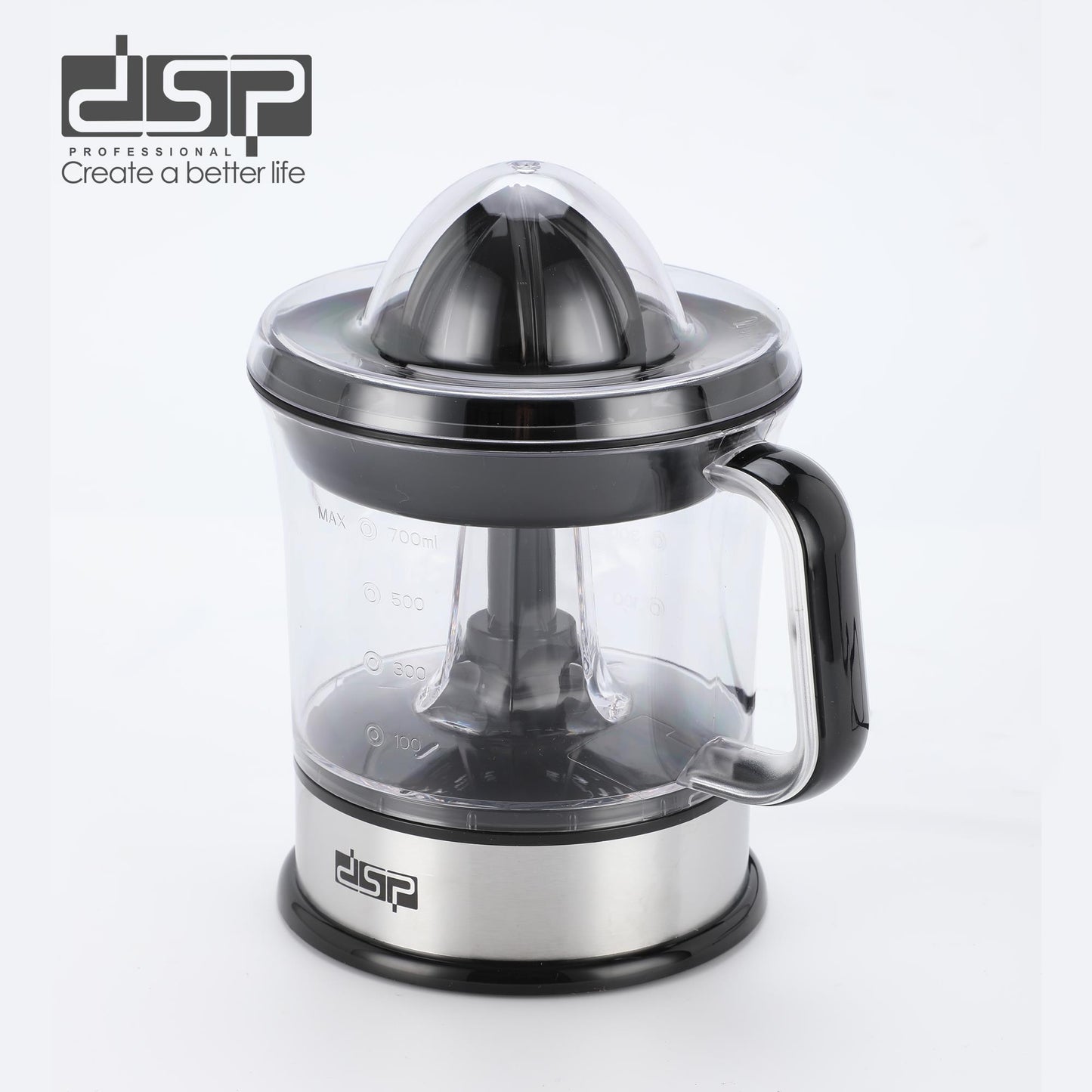 DSP Electric Citrus Juicer - 220V 40W Orange/Lemon Squeezer with 0.7L Capacity, 430 Stainless Steel & PP Body, Dual Press Cones, Reversible Motor, Easy Clean & Non-Slip for Fresh Juice at Home