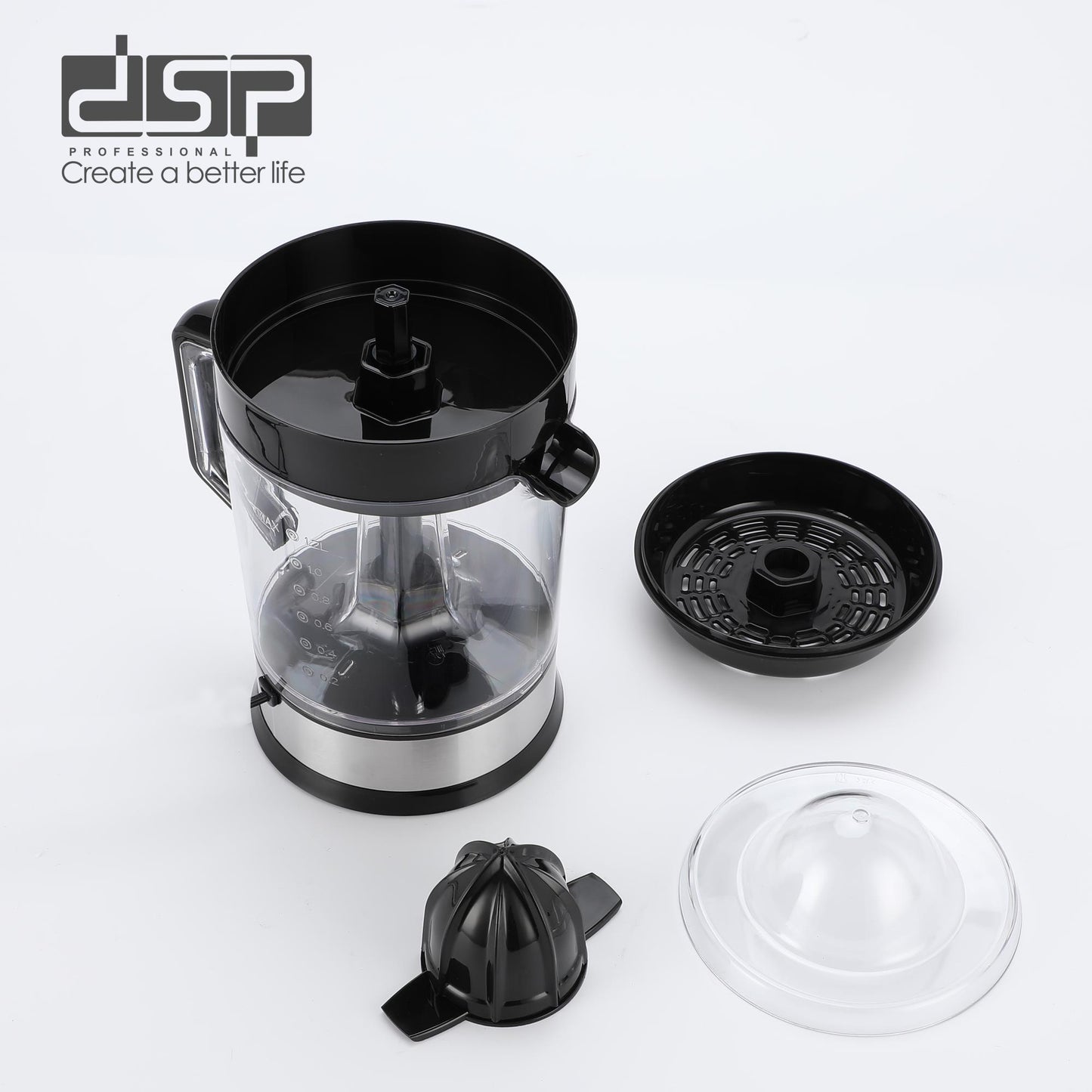 DSP Electric Citrus Juicer – 220V, 40W, 1.2L Large Capacity, BPA-Free Stainless Steel Juicer for Oranges, Lemons, Limes, Grapefruits – Easy to Clean with Reversible Motor & Non-Slip Base