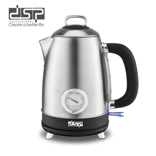 DSP 1.7L Electric Kettle – Fast Boil 2200W, 304 Stainless Steel, Cordless & 360° Rotatable, Safety Auto Shut-Off, LED Display – Perfect for Home & Kitchen Appliances