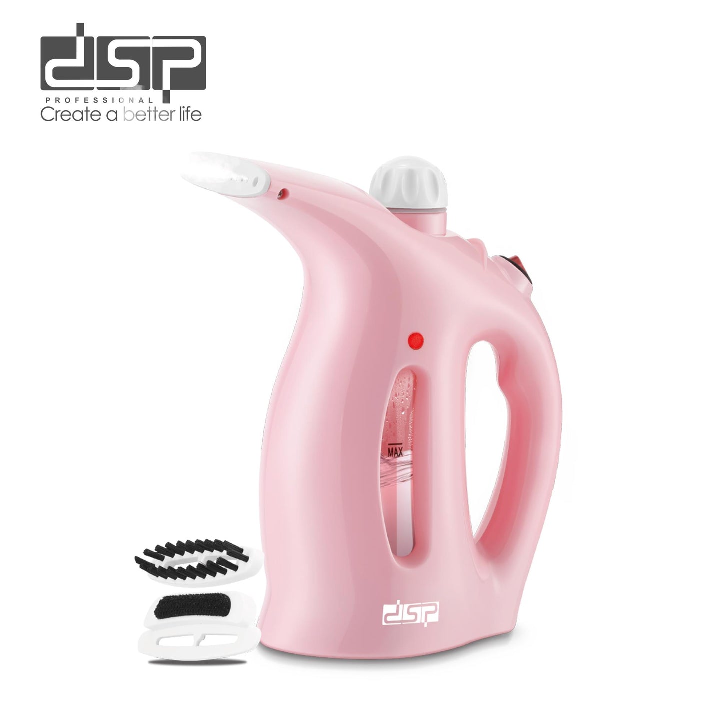 DSP Handheld Garment Steamer, 800W Powerful Steamer for Clothes, 280ml Large Water Tank, 90s Fast Heat-Up Travel Steamer with LED Indicator & Overheat Protection (220-240V)