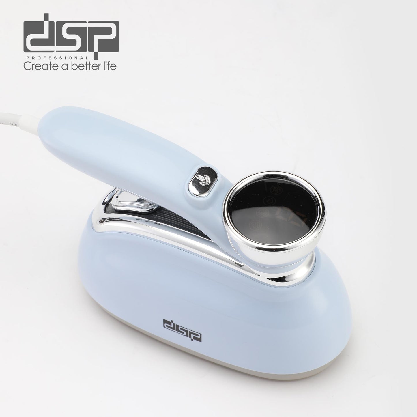 DSP Steam Iron for Clothes, 1200W Professional Dry & Steam Irons, 160ml Water Tank, Aluminum + Glass Soleplate, LED Display, 3 Steam Levels, Overheat Protection, Rotatable Handle for Home Use