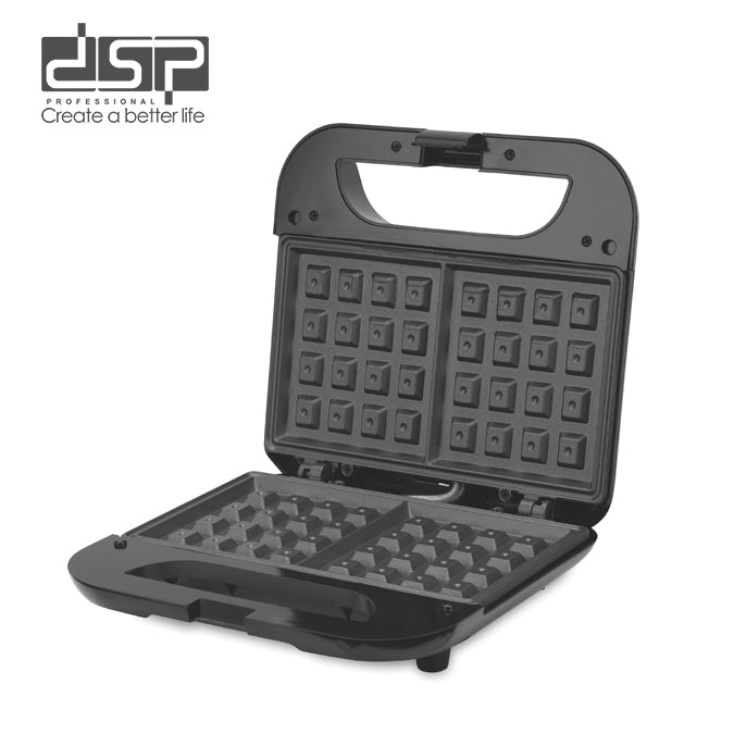 DSP Mini Waffle Maker - 750W Nonstick Waffle Iron, Compact 21.5x12.5CM Plate, Quick Heat-Up with Indicator Light, Perfect for Waffles, Tostiarepa & Breakfast (220-240V)