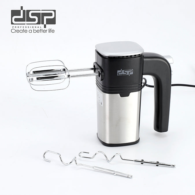 [DSP] 200W Electric Hand Mixer, 5-Speed Adjustable + Turbo Function, Stainless Steel Handheld Mixer with Eject Button, Includes Dual Beaters & Dough Hooks (220-240V, for Home Baking)