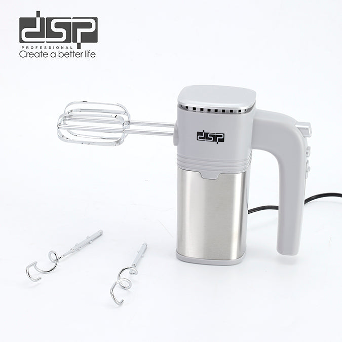 [DSP] 200W Electric Hand Mixer, 5-Speed Adjustable + Turbo Function, Stainless Steel Handheld Mixer with Eject Button, Includes Dual Beaters & Dough Hooks (220-240V, for Home Baking)