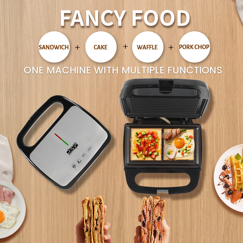 DSP Smart Pick 800W Pro Sandwich Maker with Non-Stick Plates, Auto Temp Control & Rapid Heating for Golden Toast/Panini/Waffles