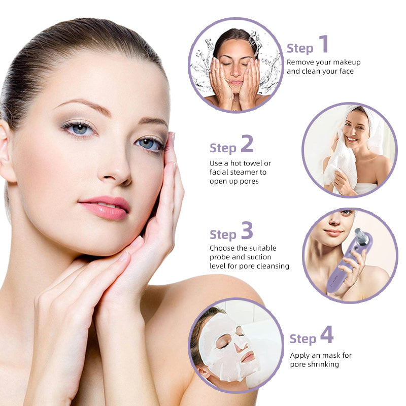 Professional 60MPa Blackhead Remover, 3-Speed Adjustable Rechargeable Facial Pore Cleaner with Water Refill  Skincare