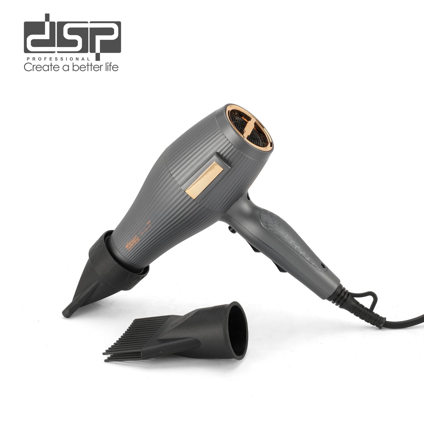 1600W Professional Hair Dryer with Pure Copper Motor, 2 Speeds & 3 Temp Settings, Cold Air & Overheat Protection, Damage-Free Fast Drying for Salon/Home Use