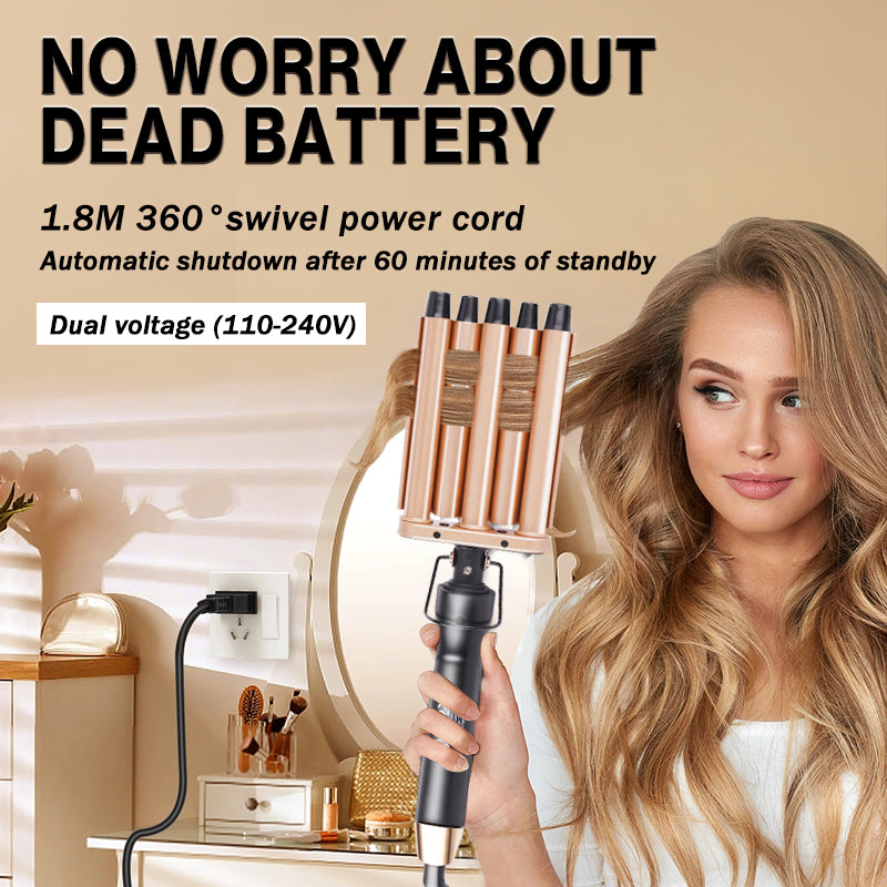 Ceramic Coated Professional Hair Curler with Dual 13mm/16mm Barrels, 3-Min Fast Heat & Auto Shut-Off, Damage-Free Styling for Salon/Home Use