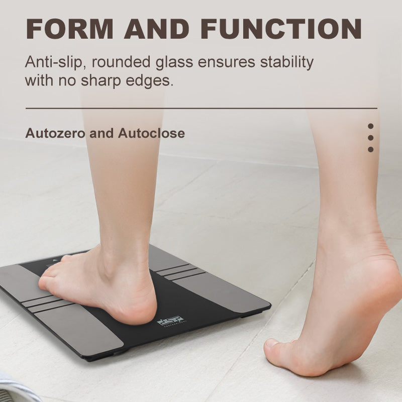 Body Fat Scale Tempered Glass 180kg 0.1kg Accuracy 7 Health Metrics BMI Muscle Water Auto Backlight Home Gym Fitness