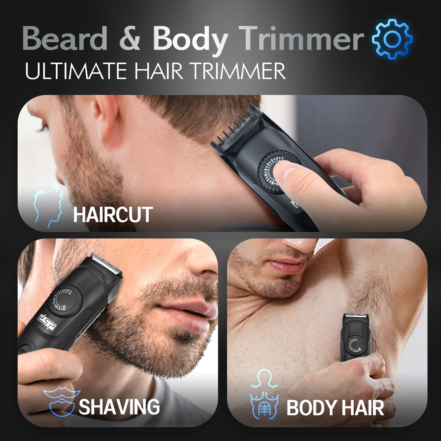 USB Rechargeable Hair Clipper, Gentle Precision Cutting with 2 Combs & Care Kit, Safe & Quiet Trimming