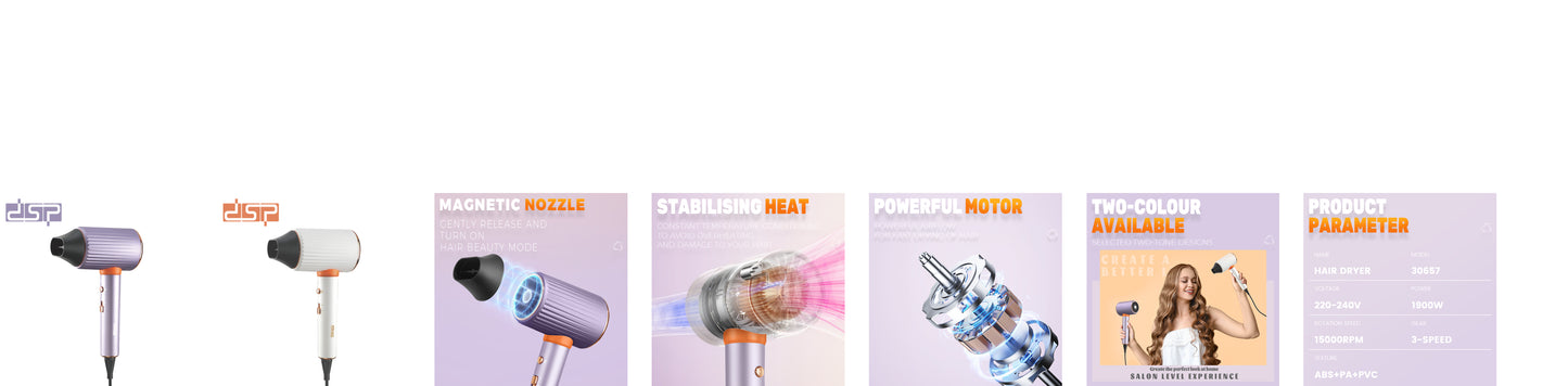 1900W Professional Hair Dryer, 385 Motor 15000RPM Fast Drying, 3 Speeds & Temps with Cold Air, Overheat Protection Hair Care for Home Travel Styling