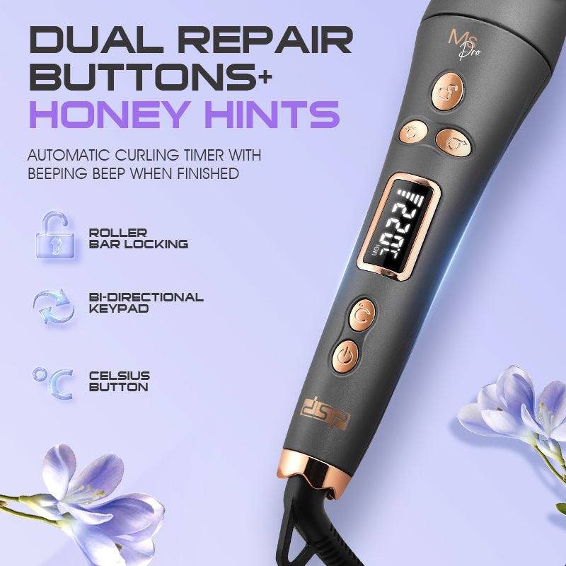 Auto Curler 180s Quick Heat 8 Temps, Dual Ceramic Barrels 19/25mm with Buzzer Alert & Auto-Off, Home Hair Styling & Protection