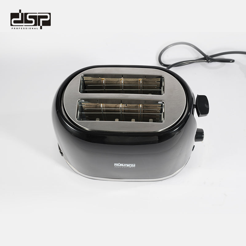 DSP 2-Slice Cool Touch Bread Toaster - 7 Temperature Settings, Auto Centering, Wide Slot (13.5x3.8x12.0cm), Defrost/Reheat/Cancel, 700-850W, Compact for Home - Black