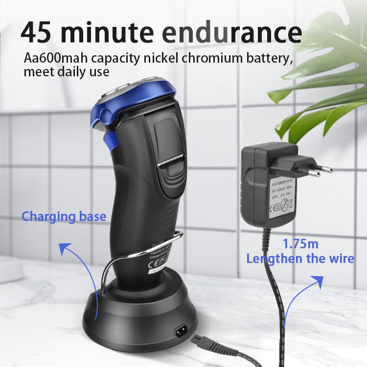 High Speed Electric Shaver 4800RPM IPX6 Waterproof 45Min Runtime Wet/Dry Shaving Comfort Skin Home Travel Use