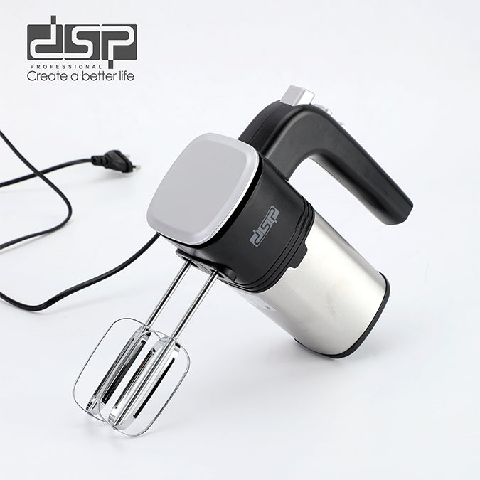 [DSP] 200W Electric Hand Mixer, 5-Speed Adjustable + Turbo Function, Stainless Steel Handheld Mixer with Eject Button, Includes Dual Beaters & Dough Hooks (220-240V, for Home Baking)