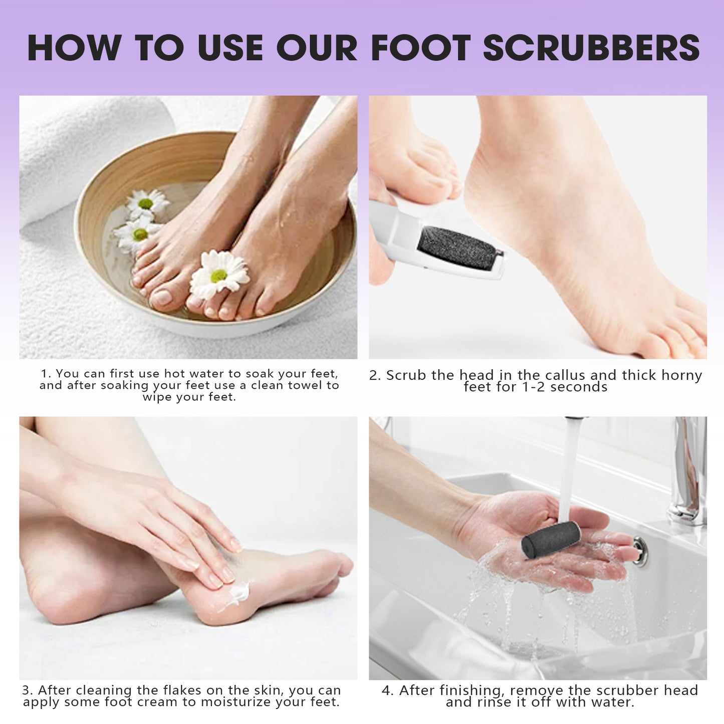 Rechargeable Foot Scrubber 2200RPM Natural Quartz Roller 1H Runtime USB Fast Charge Portable Pedicure Tool Home Travel Care