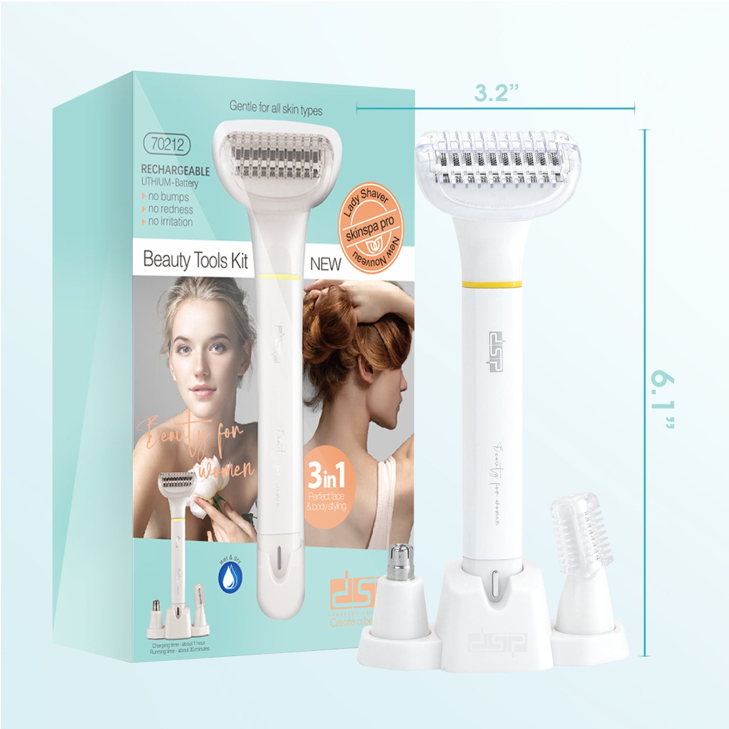 DSP AllZone 3 in 1 Beauty Tools Kit | 7500RPM Turbo & IPX4 Splashproof with 3 Pro Trimmers + Type-C Fast Charge