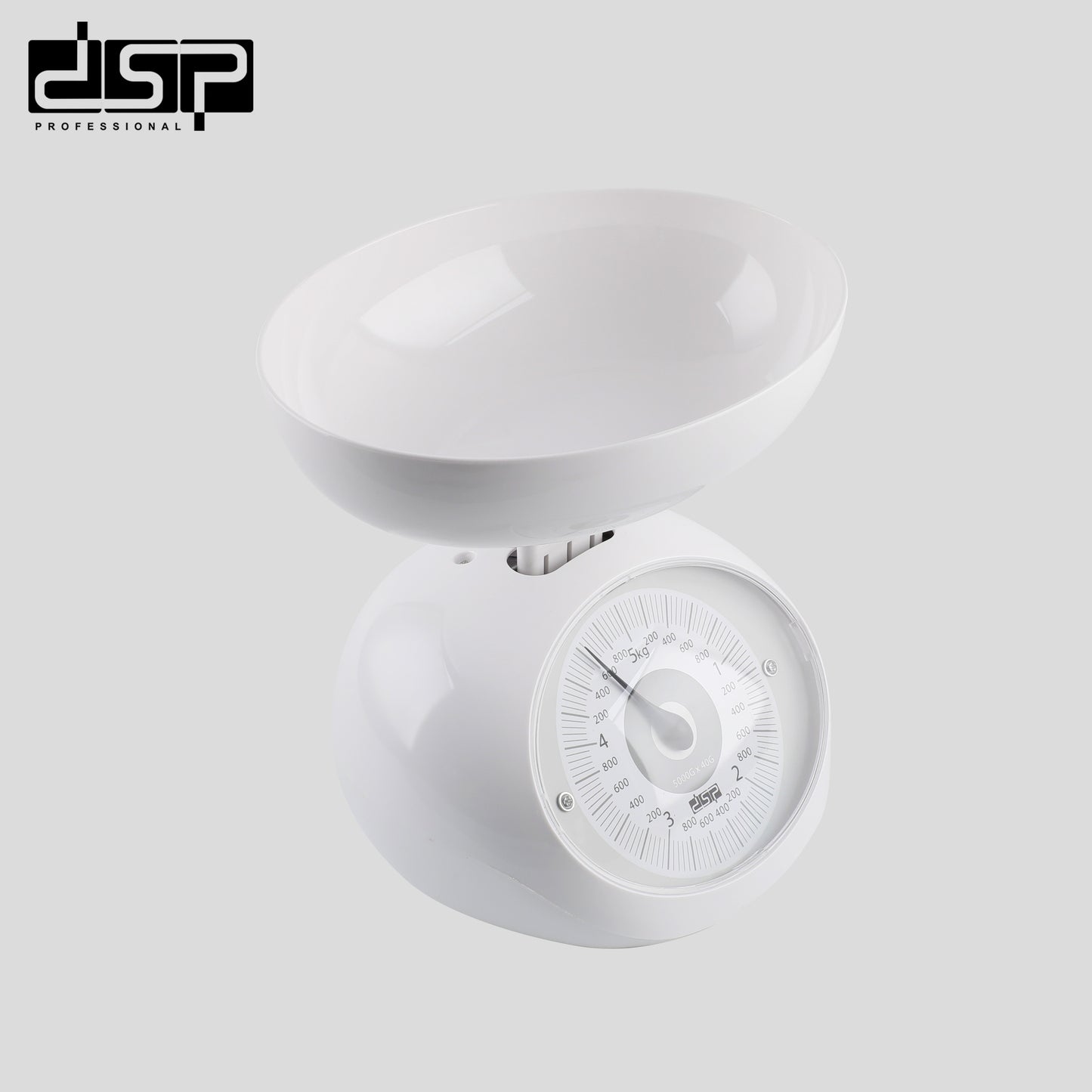 DSP Mechanical Kitchen Scale with Bowl – Food Scale for Home, Weighs up to 5000g (40g Increments), ABS Material, Large 1000ml Tray, Easy to Clean