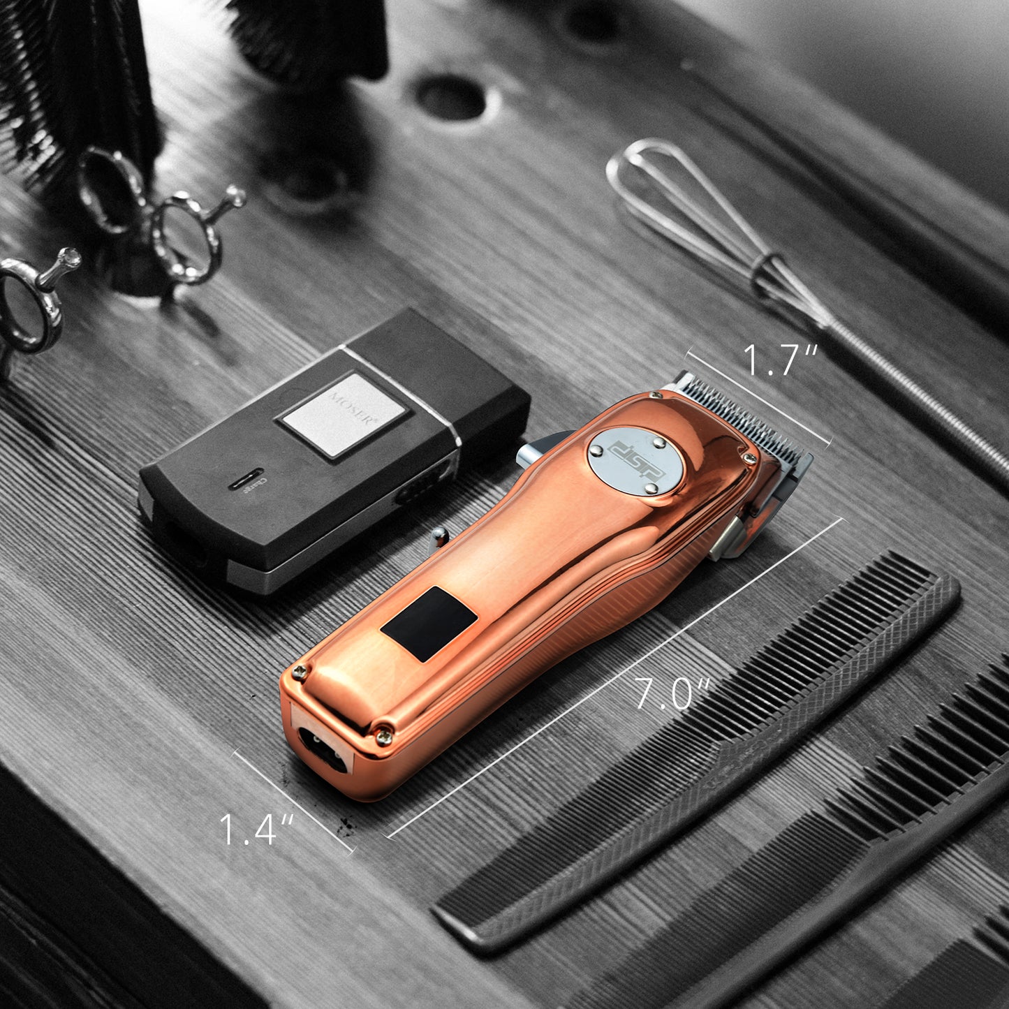 6500RPM Professional Hair Clipper, 2000mAh Long-Lasting Battery with 8 Combs & Metal Spanner for Gentle Hair Care