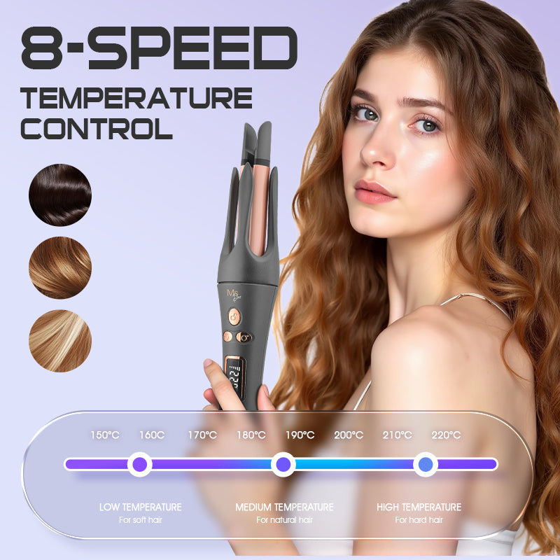 Auto Curler 180s Quick Heat 8 Temps, Dual Ceramic Barrels 19/25mm with Buzzer Alert & Auto-Off, Home Hair Styling & Protection