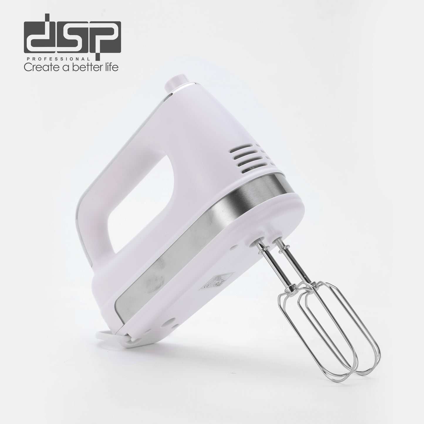 200W Turbo Hand Mixer, 5-Speed & One-Click Acceleration with 2 Chrome Beaters & Hooks for Pro Home Baking