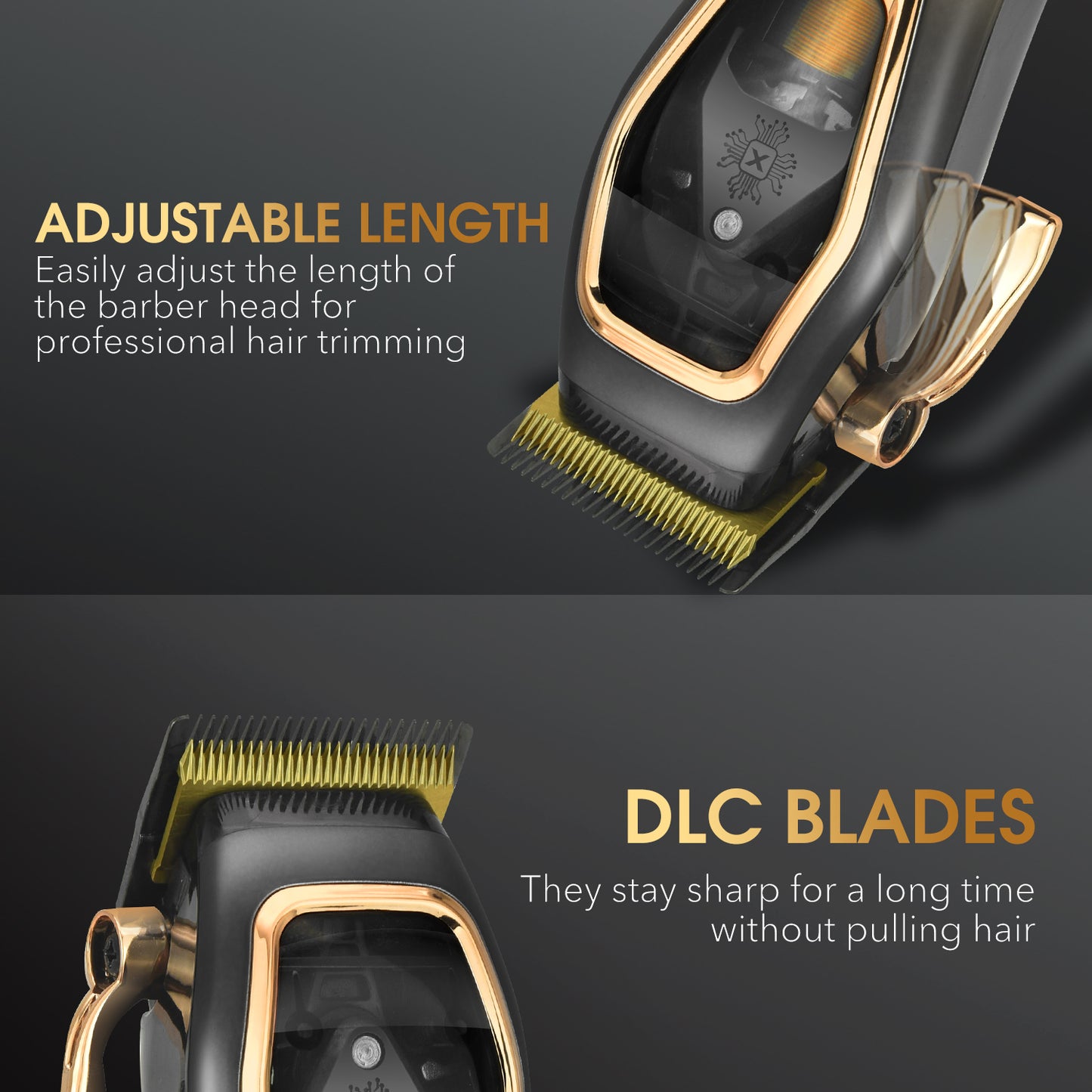Magnetic Levitation Professional Hair Clipper with 9000RPM Motor, Gold-Titanium Blades & Digital Display, Low Noise/Skin-Friendly for Home/Salon Use