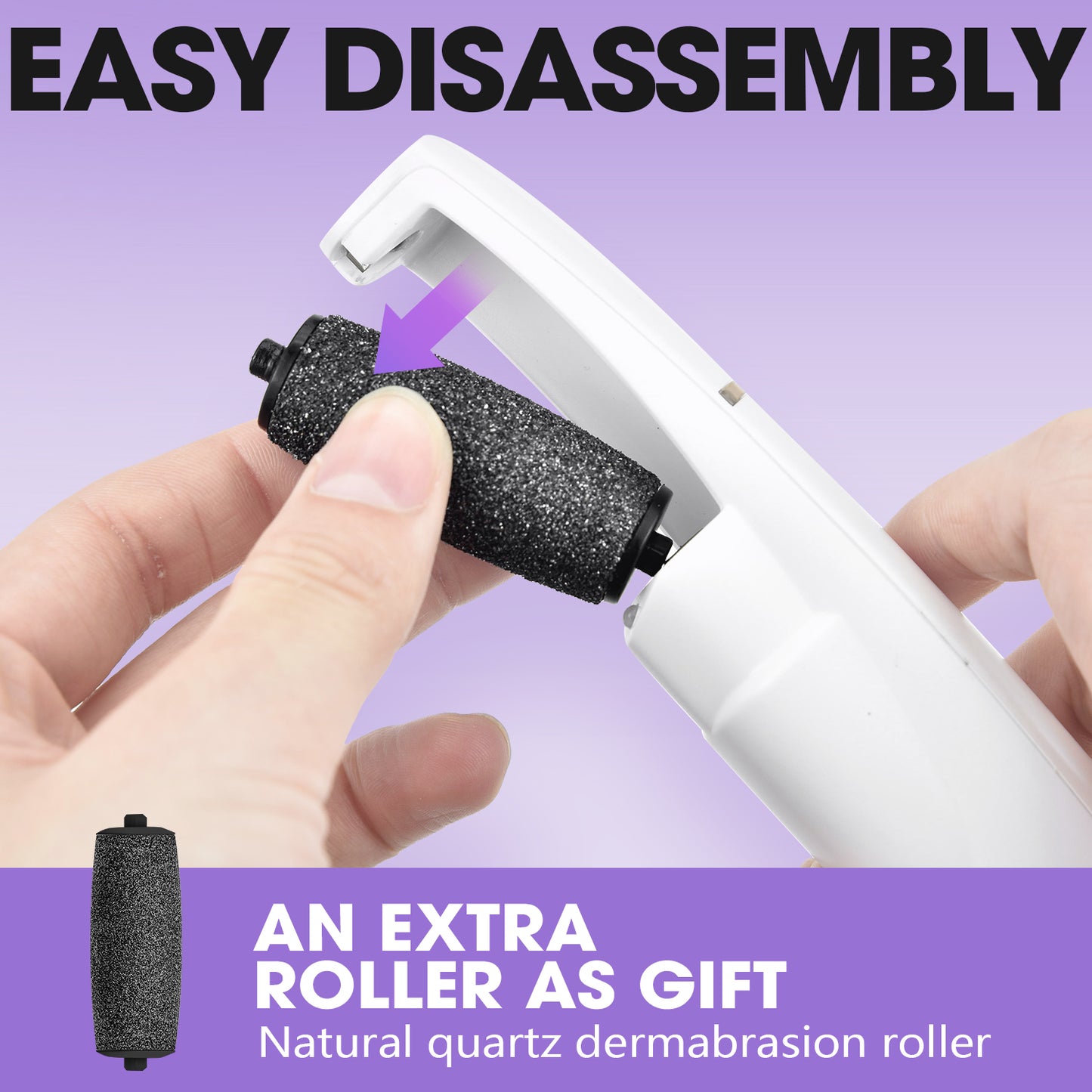 Rechargeable Foot Scrubber 2200RPM Natural Quartz Roller 1H Runtime USB Fast Charge Portable Pedicure Tool Home Travel Care