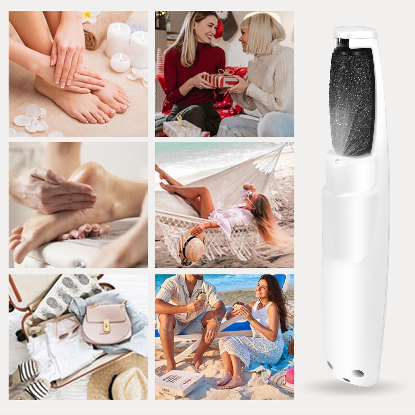 Rechargeable Foot Scrubber 2200RPM Natural Quartz Roller 1H Runtime USB Fast Charge Portable Pedicure Tool Home Travel Care