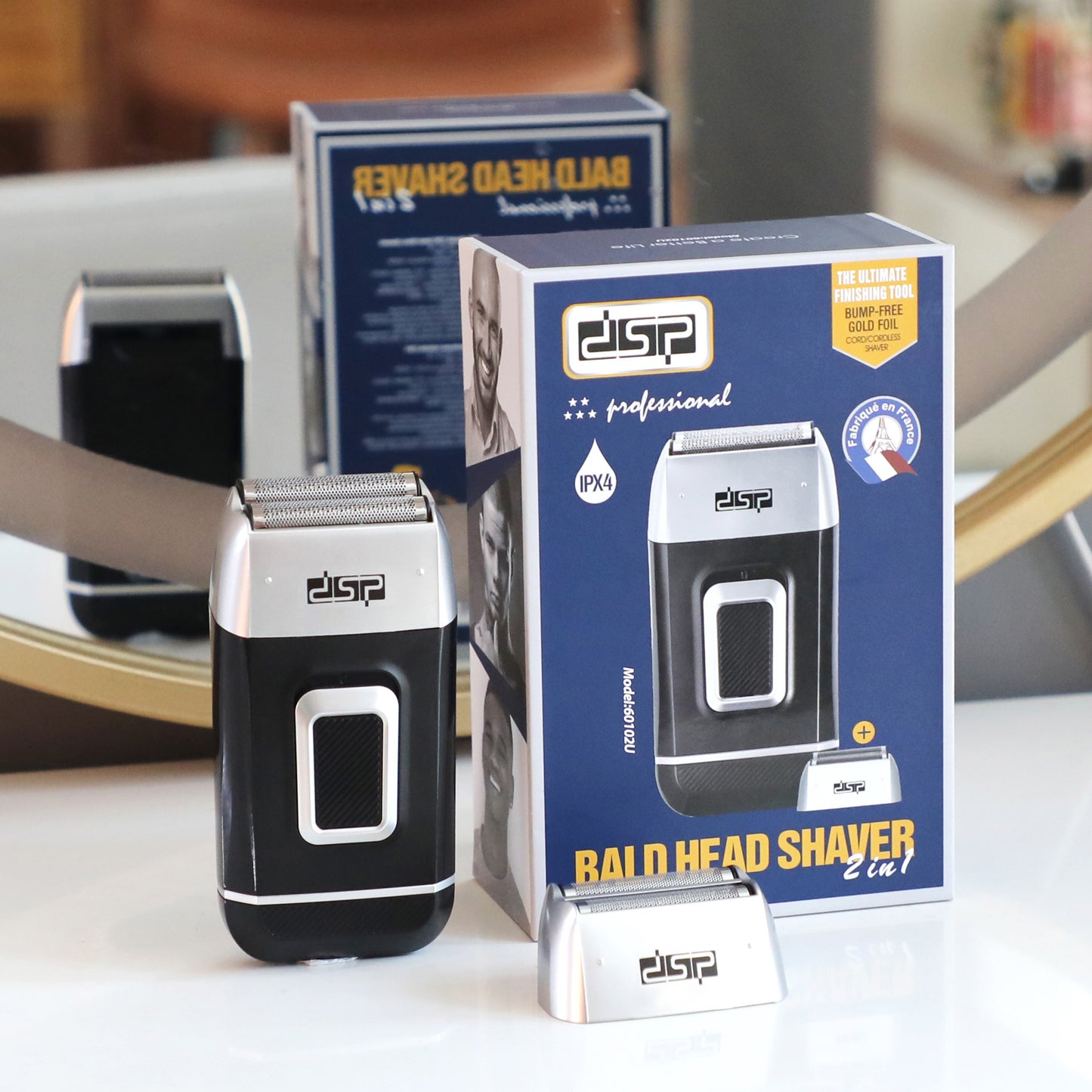 DSP SmartCharge 2 in 1 Bald Head Shaver 7800RPM Pro | 60+Min Wet/Dry Use with IPX4 & LED Power Indicator, Complete Care Kit + SafeGuard System for Irritation-Free Shaving Anywhere