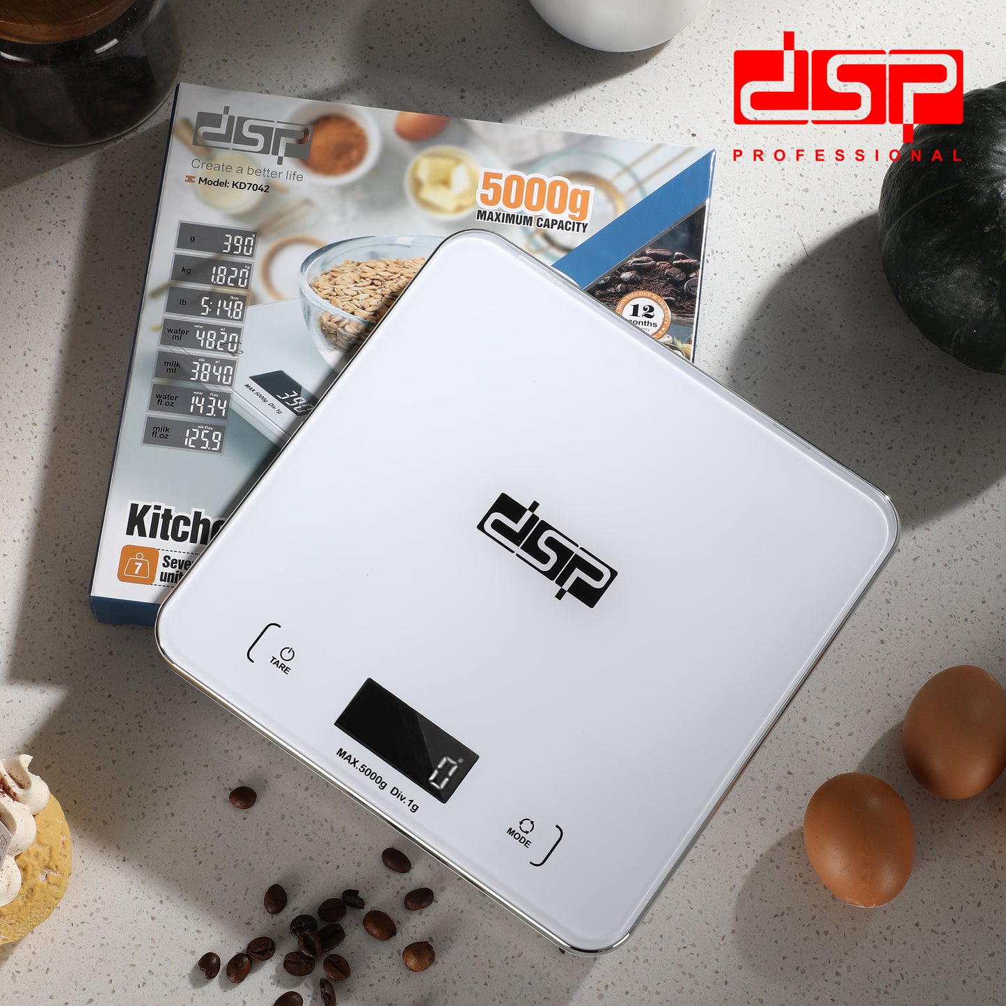 DSP Smart Choice 5kg/1g Precision Kitchen Scale Platform for Baking/Coffee Prep, Compact Hanging Design