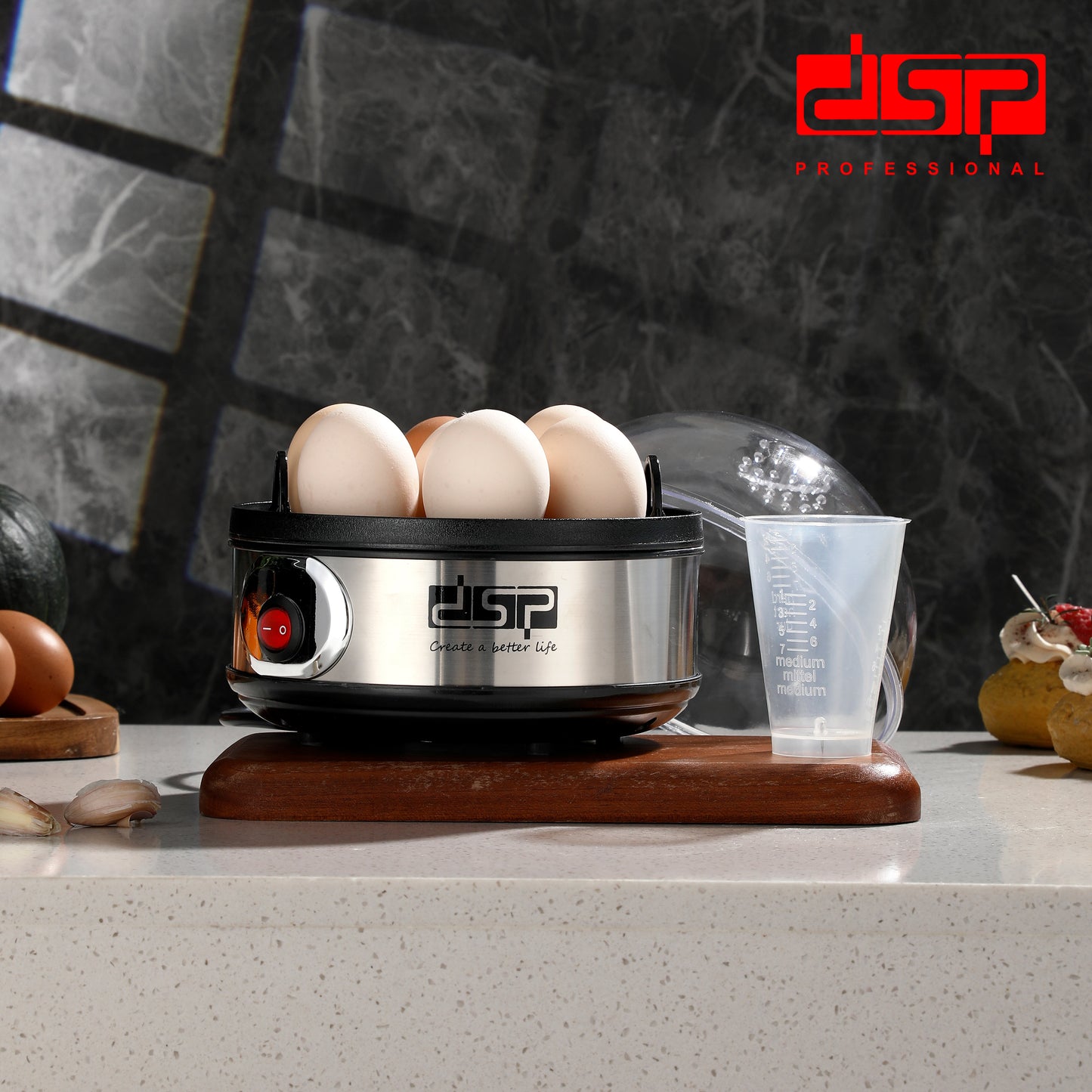 Smart Egg Boiler 350W, 7 Eggs Capacity with Auto Shut Off & Buzzer Alarm, Removable Lid/Rack for Effortless Soft/Hard Boiling, Perfect Breakfast Cooking Helper