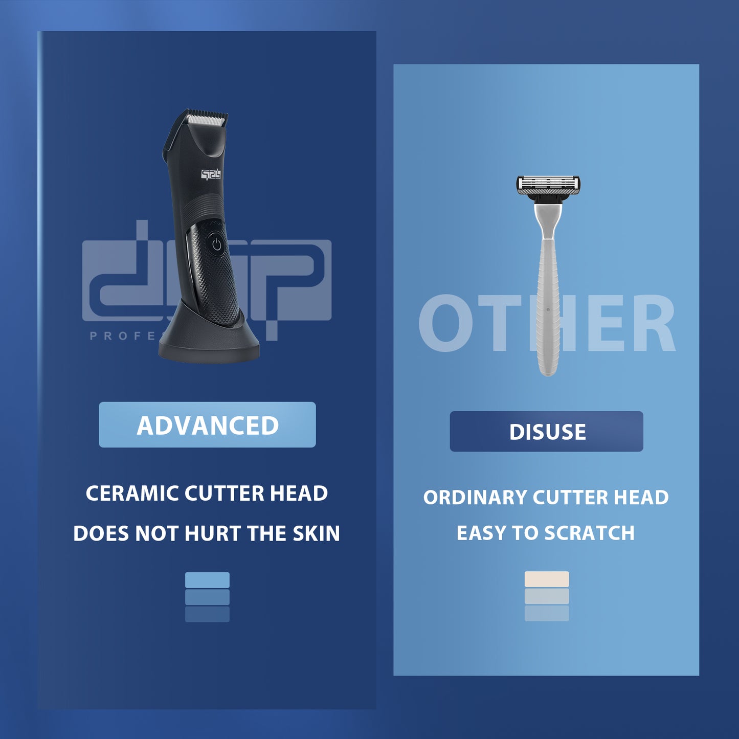 Professional Body Trimmer with Ceramic Blades, 5200RPM Motor & IPX7 Waterproof, USB Rechargeable 90Min Use for Smooth Sensitive Skin Grooming