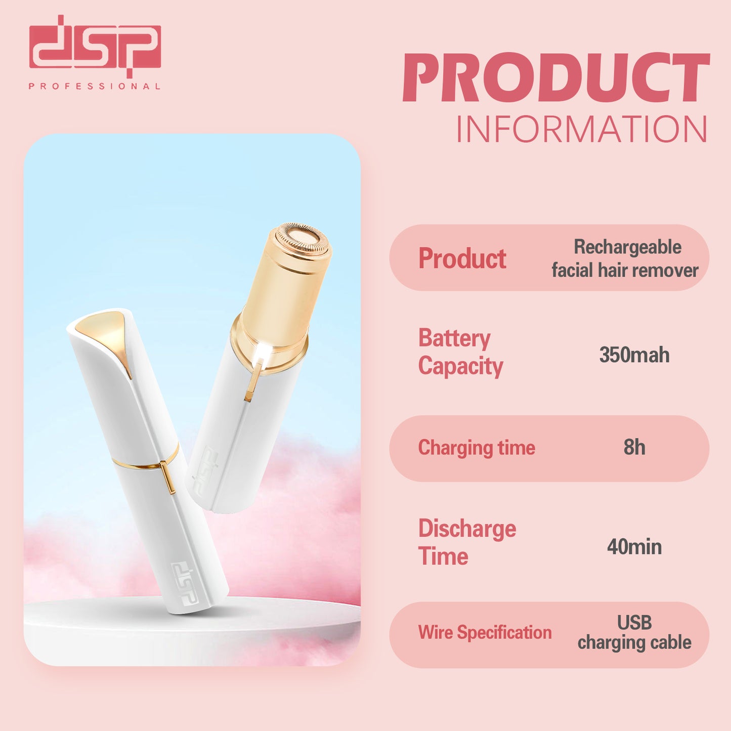 9000RPM High-Speed Gentle Facial Hair Removal, USB Rechargeable for Sensitive Skin, 40Min Painless Use & Precision Grooming