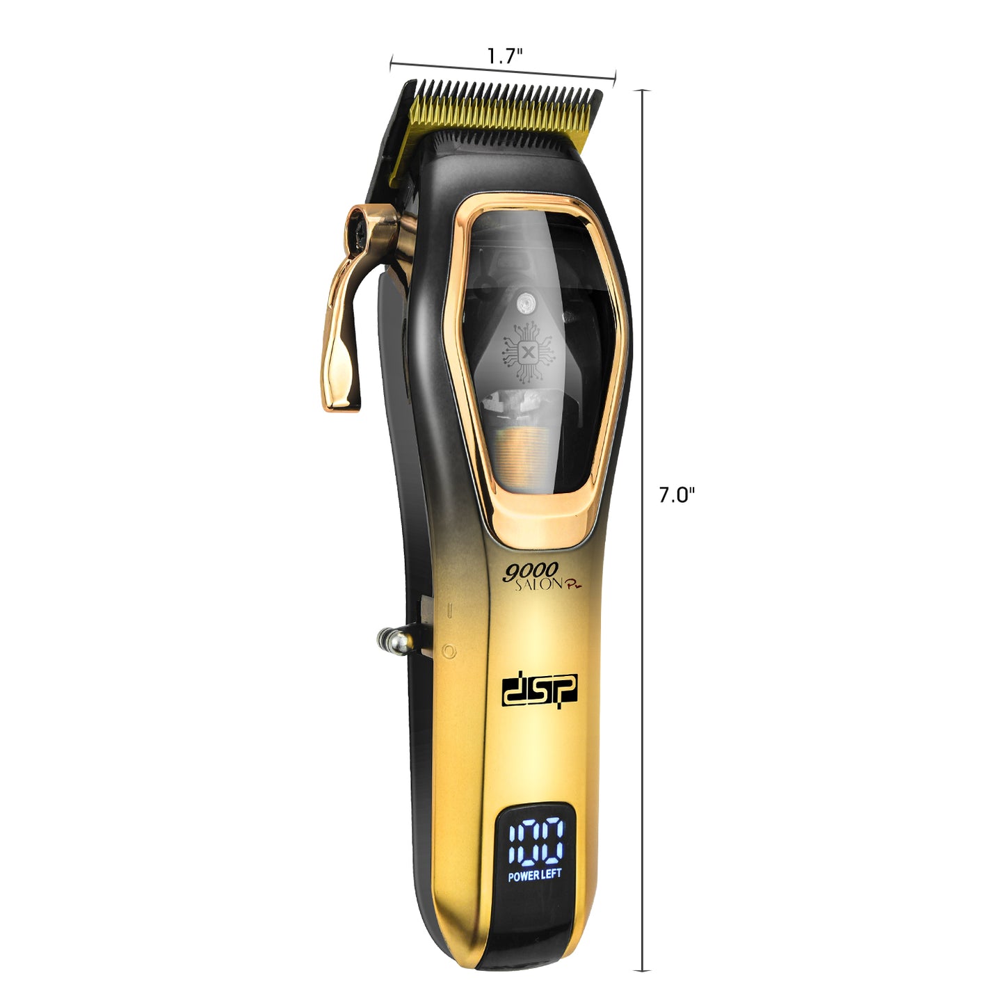 Magnetic Levitation Professional Hair Clipper with 9000RPM Motor, Gold-Titanium Blades & Digital Display, Low Noise/Skin-Friendly for Home/Salon Use