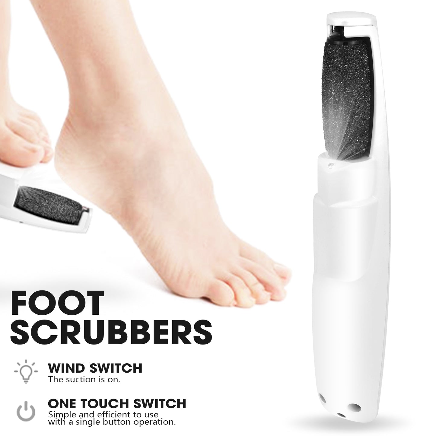 Rechargeable Foot Scrubber 2200RPM Natural Quartz Roller 1H Runtime USB Fast Charge Portable Pedicure Tool Home Travel Care