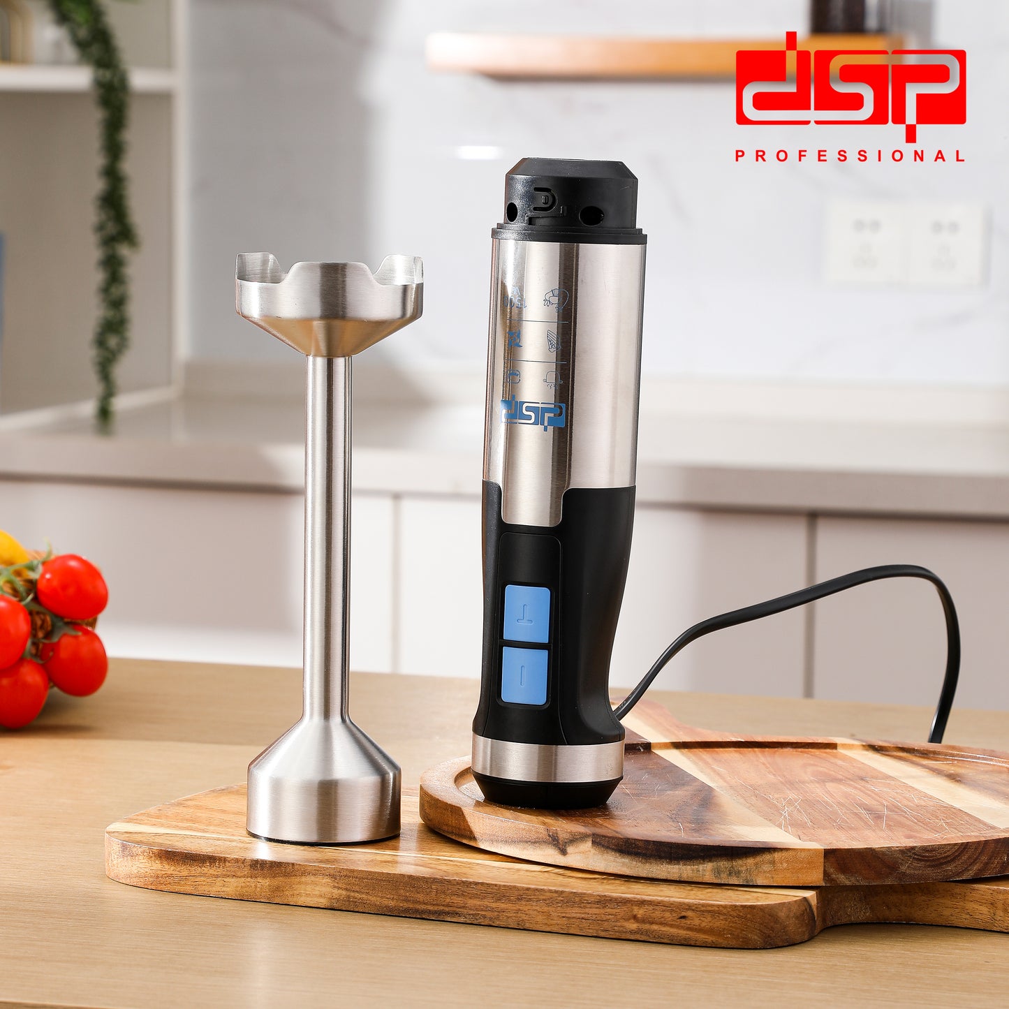 DSP 3 in 1 Immersion Blender Handheld, 1500W Pure Copper Motor, Variable Speed Control, Detachable Stainless Steel Blades, Includes Egg-Beater, 700ml Measuring Cup & 1.0L Meat Grinder – Perfect for Soup, Smoothies, Baby Food (220-240V)