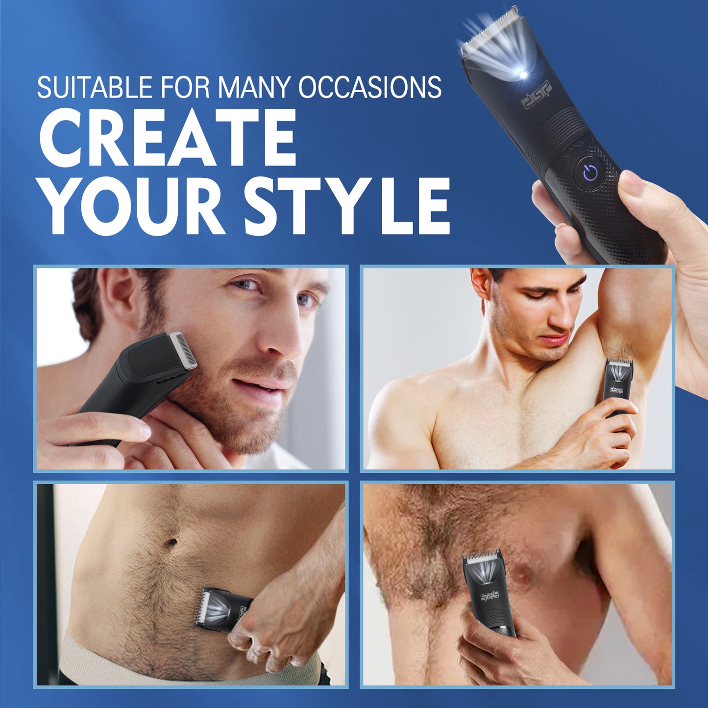 Professional Body Trimmer with Ceramic Blades, 5200RPM Motor & IPX7 Waterproof, USB Rechargeable 90Min Use for Smooth Sensitive Skin Grooming