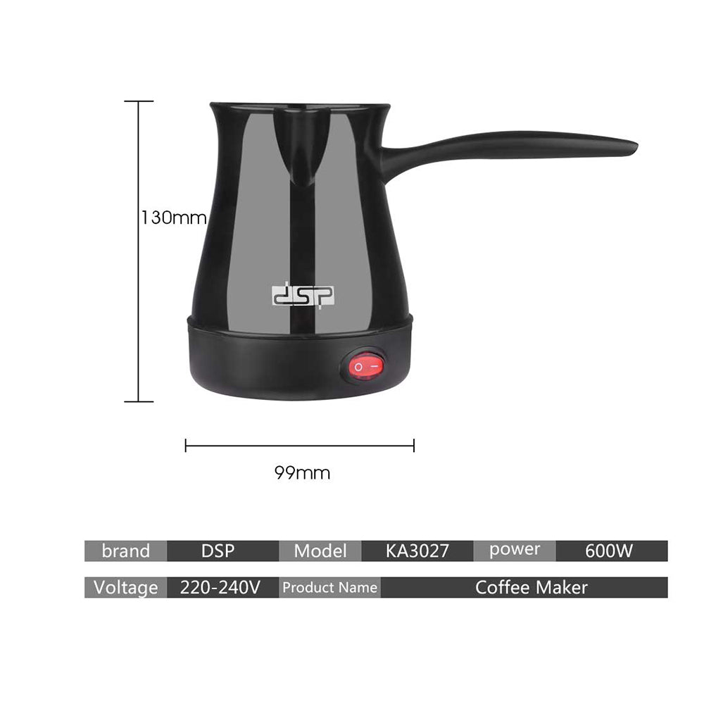 600W Quick Brew Compact Coffee Pot with Hidden Stainless Steel Heating, Red Indicator & Heat-Resistant Handle, DSP Hot Seller for Home/Office Espresso/Americano