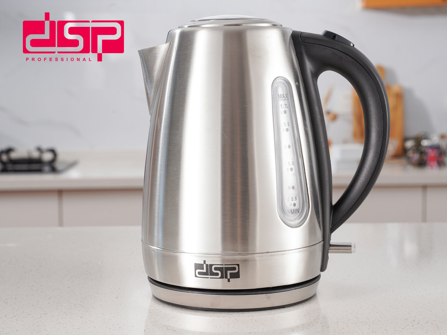 DSP Electric Kettle 1.7L, Fast Boiling Water Kettle for Tea & Coffee, BPA-Free Stainless Steel Electric Tea Pot with Auto Shut-Off, Overheat Protection & LED Light, 2200W for Home Kitchen Appliances