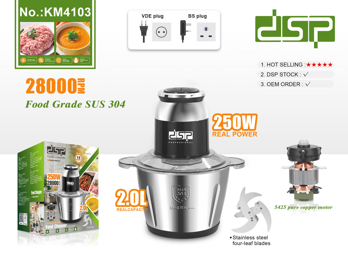 250W High-Speed Food Chopper, 28K RPM for Effortless Kitchen Prep