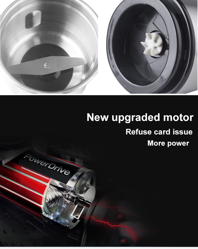 300W Professional Coffee Grinder with Stainless Steel Body, Pulse Mode & Safety Lock, Low Noise Design for Espresso/French Press at Home