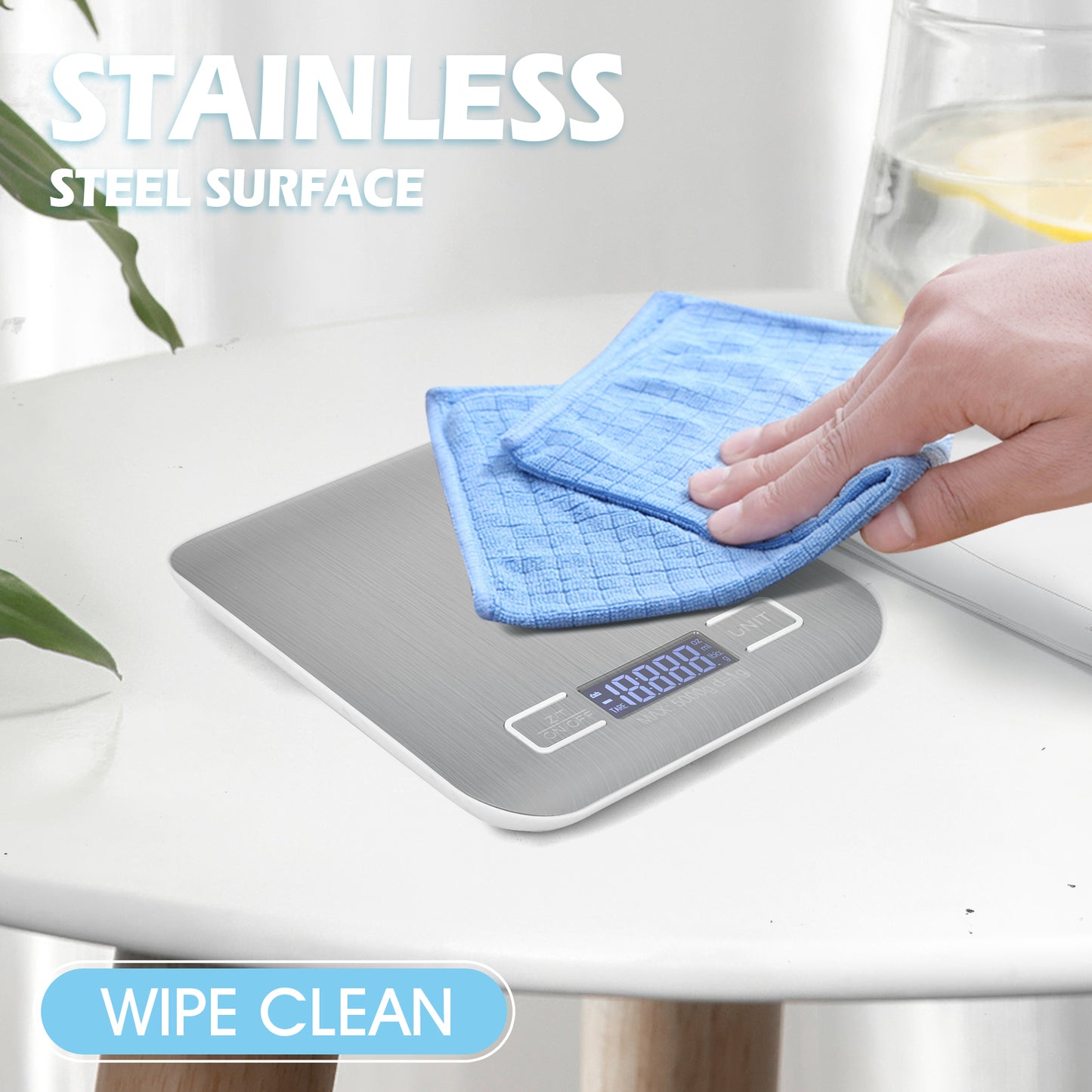 Precision 5kg/1g Multifunction Kitchen Scale with Stainless Steel Surface, High Accuracy Sensor & Auto-Off for Baking/Cooking/Meal Prep